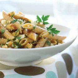 Whole-grain Penne with Walnuts, Caramelized Onions, and Ricotta Salata recipe