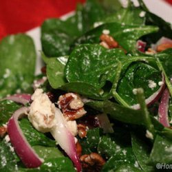 Feta and Walnut Spinach Salad with Basil Dressing recipe