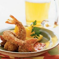 Cornmeal-Cumin-crusted Shrimp with Red Pepper-Chipotle Dipping Sauce recipe