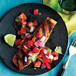 Pan-Grilled Salmon with Red Pepper Salsa recipe