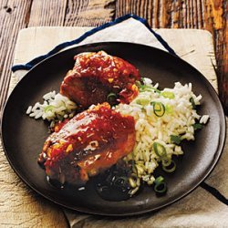 Ginger-Soy Chicken Thighs with Scallion Rice recipe