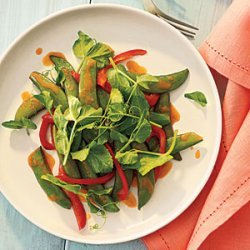 Snap Pea and Pea Shoot Stir-Fry with Gingery Orange Sauce recipe