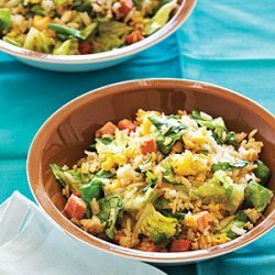 Lettuce Fried Rice with Easter Ham and Eggs recipe