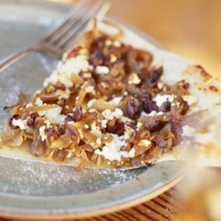 Pizza with Caramelized Onions, Feta, and Olives recipe