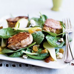 Warm Spinach Salad with Pork and Pears recipe