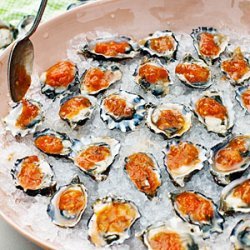 Oysters on the Half-Shell with Grilled Garden Salsa recipe