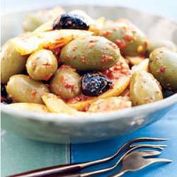 Mixed Olives with Harissa and Preserved Lemons recipe