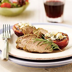 Peppered Pork Tenderloin with Blue Cheese Plums recipe