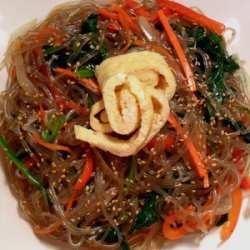 Vegetarian Japchae (Korean Glass Noodles w Vegetables) recipe