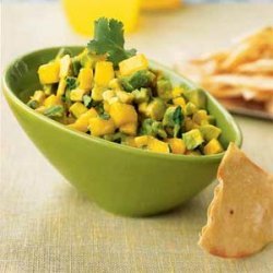 Avocado-Mango Salsa with Roasted Corn Chips recipe