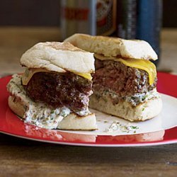 Beef-and-Lamb Burgers with Cheddar and Caper Remoulade recipe