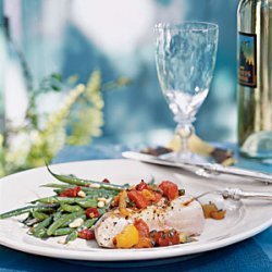 Grilled Halibut with Three-Pepper Relish recipe