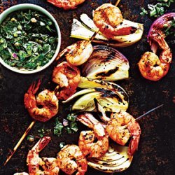 Shrimp and Fennel Kebabs with Italian Salsa Verde recipe