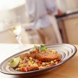 Salmon With Corn-and-Tomato Salsa recipe