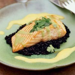 Seared Wasabi-Glazed Salmon with  Forbidden  Rice recipe