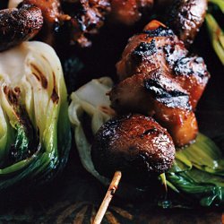 Chicken, Mushroom, and Bok Choy Kebabs recipe