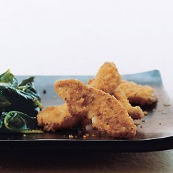 Cheddar Chicken Tenders with Wilted Spinach recipe