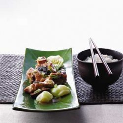 Steamed Chicken with Black Mushrooms and Bok Choy recipe