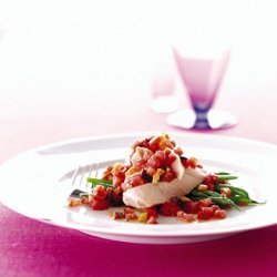 Poached Chicken with Tomatoes, Olives, and Green Beans recipe