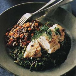 Broiled Chicken Over Braised Porcini and Savoy Cabbage recipe