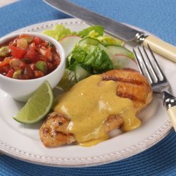 Grilled Chicken Breasts with Spicy Yellow Pepper Purée recipe