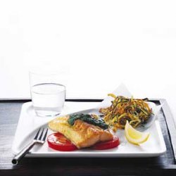 Broiled Arctic Char with Basil Sauce and Tomato recipe
