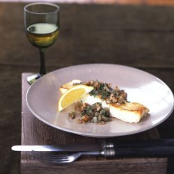 Sauteed Halibut with Pecan Shallot Topping recipe