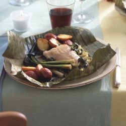 Fish Wrapped in Banana Leaves with Chile Rajas and Crema recipe
