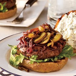 Cabernet-Balsamic Burgers with Sauteed Mushrooms & Onions recipe