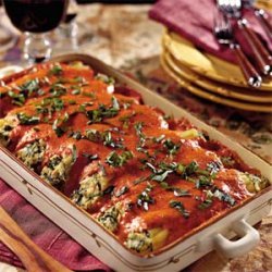 Chicken Cannelloni with Roasted Red Bell Pepper Sauce recipe