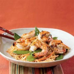Orange-Sesame Noodles with Grilled Shrimp recipe