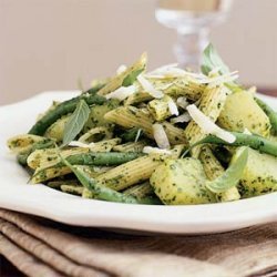 Pesto Penne with Green Beans and Potatoes recipe