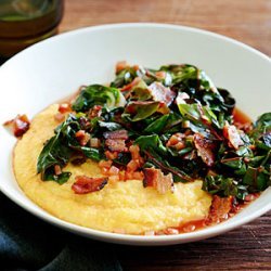 Spicy Rainbow Chard with Bacon and Polenta recipe
