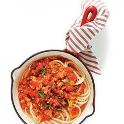Garden Tomato Sauce over Pasta recipe