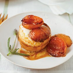 Grilled Apricot Puffs with Honey Crème Fraîche recipe