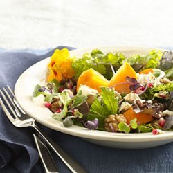 Persimmon and Blue Cheese Salad With Walnuts recipe
