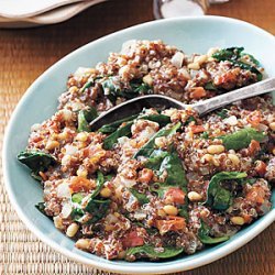Red Quinoa Pilaf with Tomato, Spinach and Pine Nuts recipe