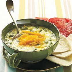 Spicy Poblano and Corn Soup recipe