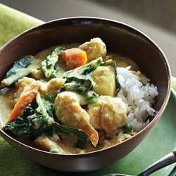 Coconut Ginger Curry with Vegetables and Halibut recipe