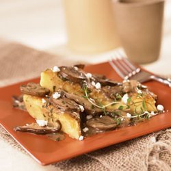 Polenta Triangles with Goat Cheese and Wild Mushrooms recipe