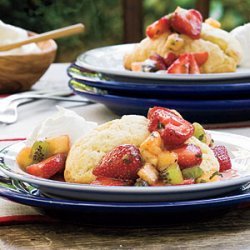 Strawberry-Fruit Toss With Cornmeal Shortcakes recipe