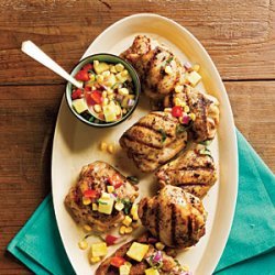 Grilled Chicken Thighs with Pineapple, Corn, and Bell Pepper Relish recipe