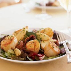 Seared Scallops with Port-Poached Figs and Apple Salad recipe