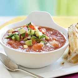 Gazpacho with Shrimp and Avocado Relish recipe
