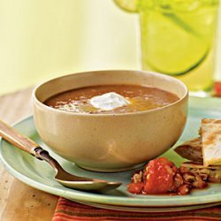 Black Bean-Tomato Soup with Cilantro-Lime Cream recipe