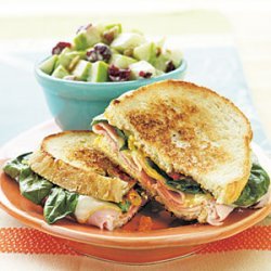 Grilled Ham, Muenster, and Spinach Sandwiches recipe