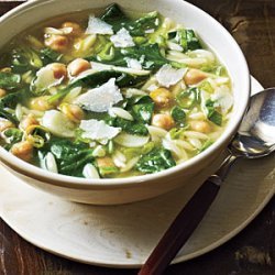 Spinach, Pasta, and Pea Soup recipe