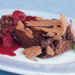 Double-Chocolate Souffle Torte with Raspberry Sauce recipe