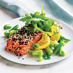 Sesame Salmon with Green Onions and Lemon recipe
