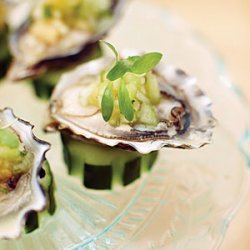 Morro Bay Pacific Gold Oysters with Melons and Cucumber Water recipe